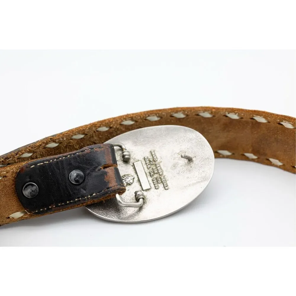 Vintage Western Tooled Leather‎ Belt Buffalo Nickel Concho Men’s Large L